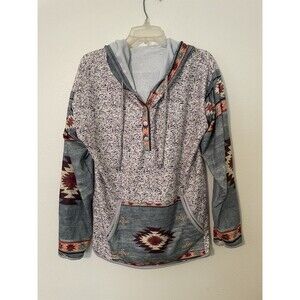 Womens Southwest Design Pullover Hoodie, Size M Cowgirl